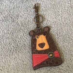 Brown Bear Keychain with Red and Orange Accents